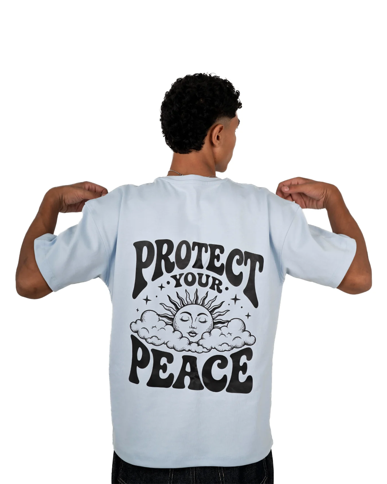 11 Peaceful Blue short-sleeve oversized T-shirt - Image 1