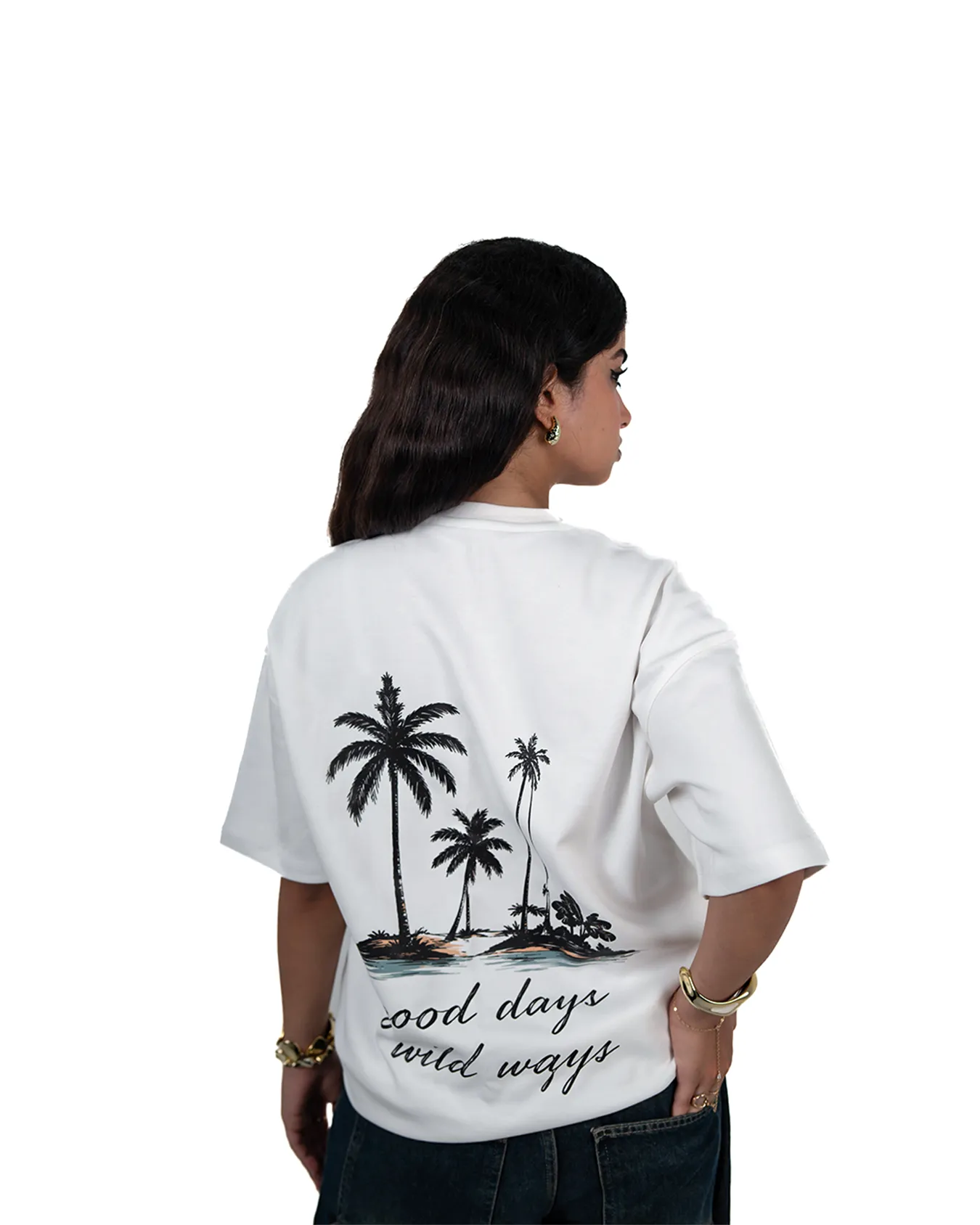 54 Vacation White short-sleeve oversized T-shirt - Image 1